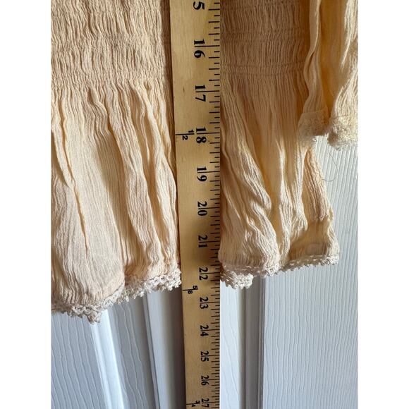 Free People Knit Peplum Top Size Small Cream - Picture 5 of 6